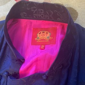 Vintage, Rare Shanghai Tang Navy Blue silk damask cheongsam for men or women